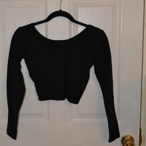 American Apparel Black Long Sleeve Crop Top, M